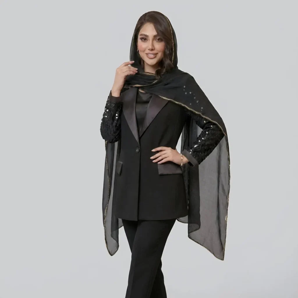 کت مجلسی زنانه آستین دانتل مشکی